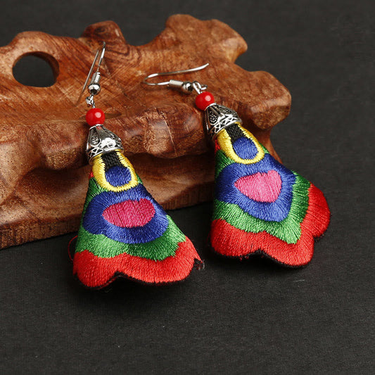Wear FengShui Handmade Colorful Yi Embroidery Harmony Earrings