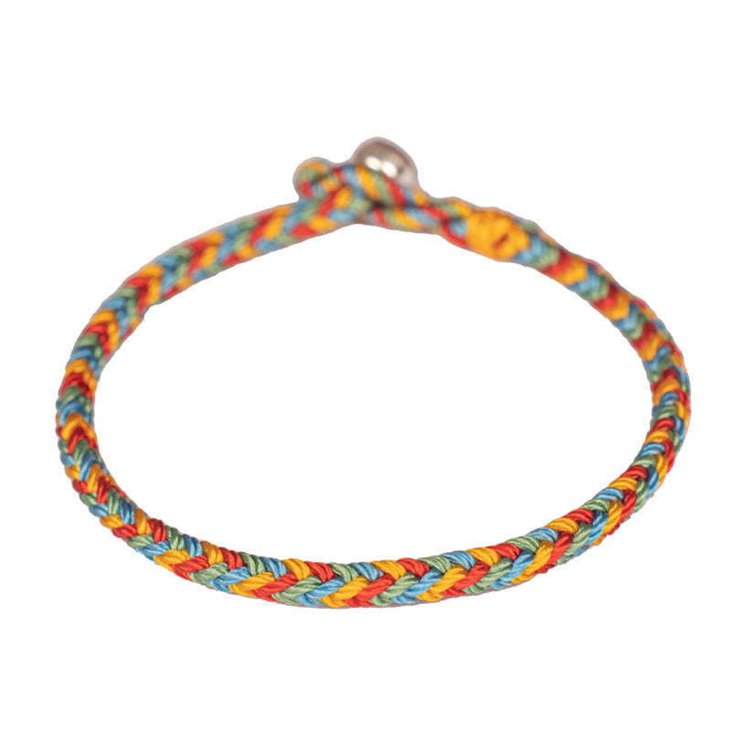 Wear FengShui 925 Sterling Silver Eight Thread Peace Knot Colorful Rope Luck Braided Bracelet