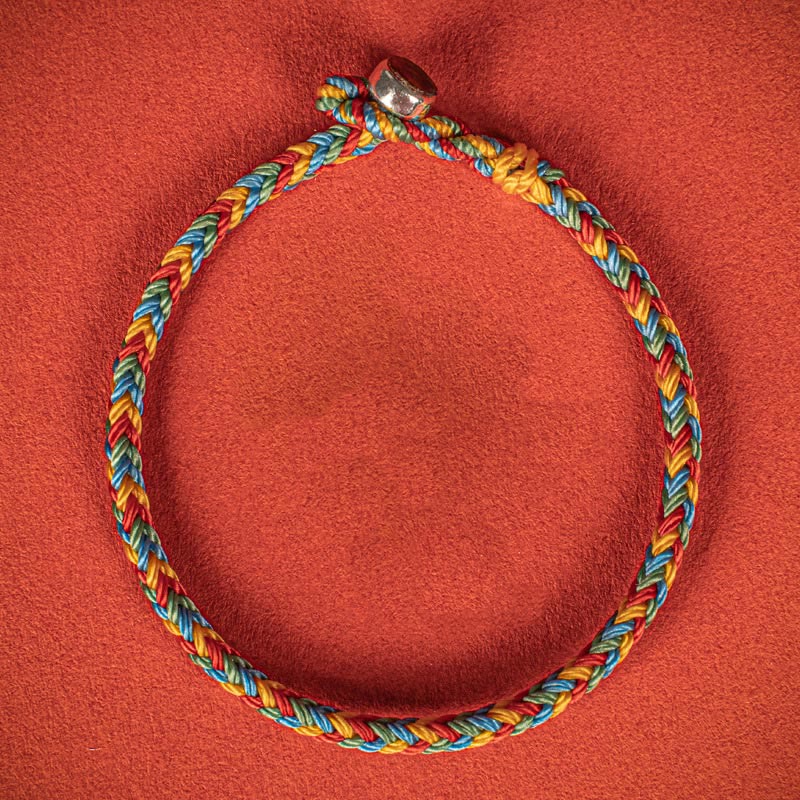Wear FengShui 925 Sterling Silver Eight Thread Peace Knot Colorful Rope Luck Braided Bracelet