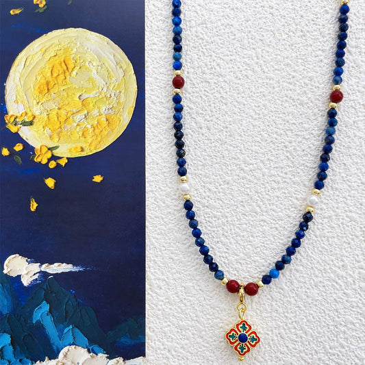 Wear FengShui Lazurite Pearl Positive Necklace Pendant
