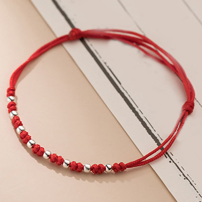 Wear FengShui 925 Sterling Silver Beads Red String Adjustable Luck Bracelet