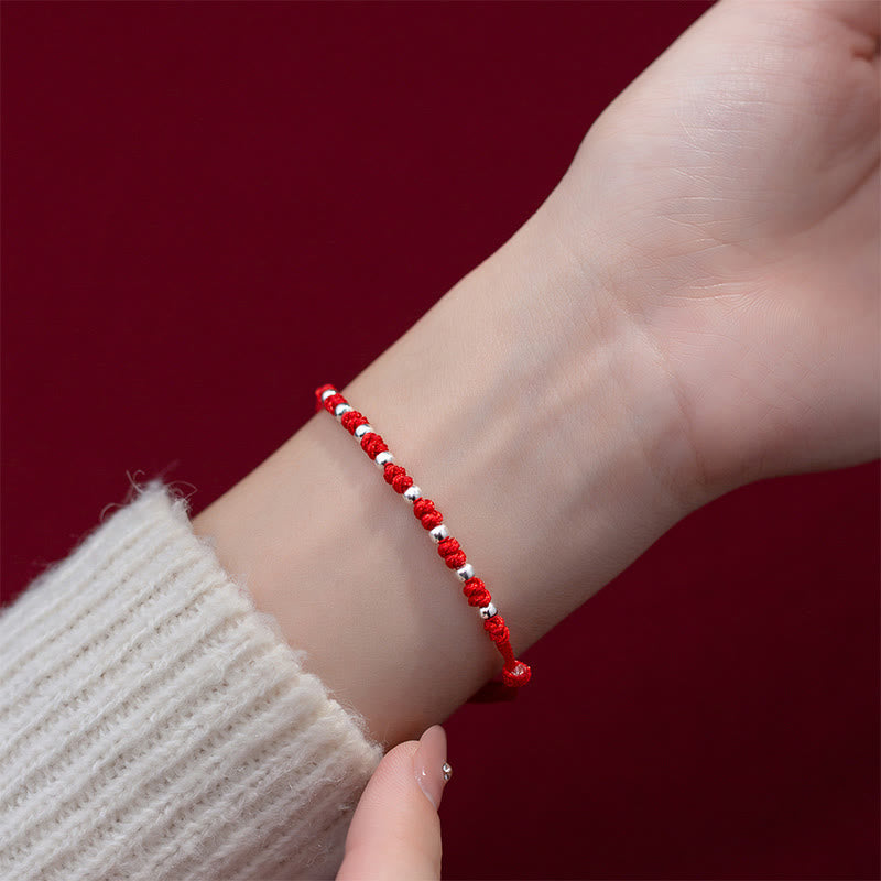Wear FengShui 925 Sterling Silver Beads Red String Adjustable Luck Bracelet