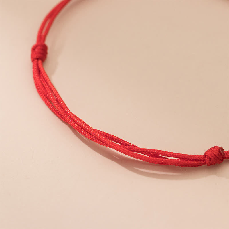 Wear FengShui 925 Sterling Silver Beads Red String Adjustable Luck Bracelet