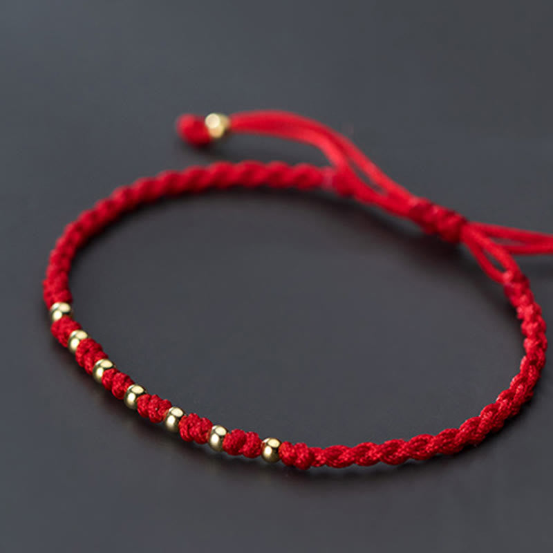 Wear FengShui 925 Sterling Silver Plated Gold Beads Red String Braided Protection Bracelet