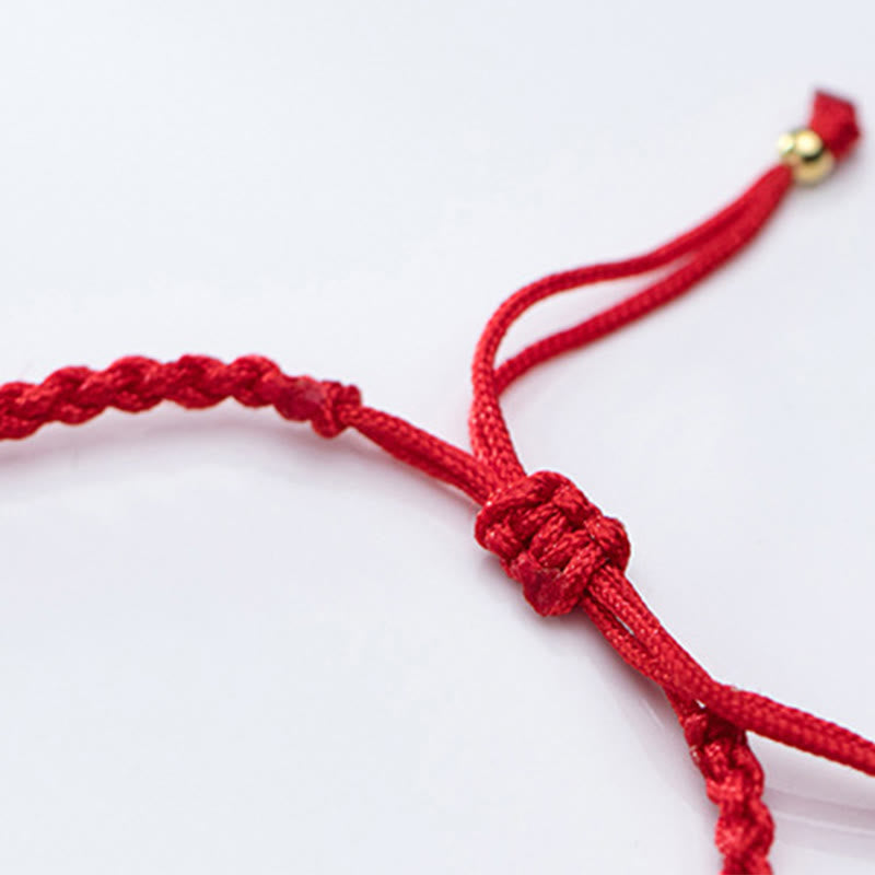 Wear FengShui 925 Sterling Silver Plated Gold Beads Red String Braided Protection Bracelet