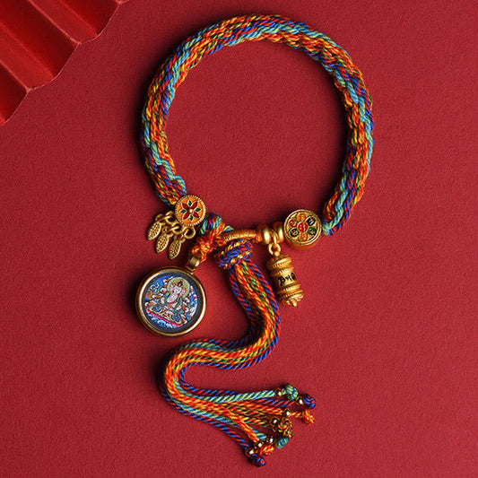 Wear FengShui Thangka Tibetan Chinese Zodiac Zakiram Colorful Rope Connection String Bracelet