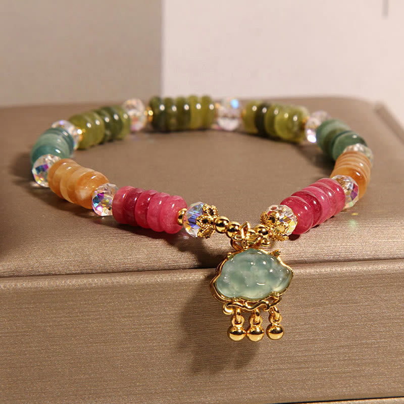 Wear FengShui Colorful Abacus Beads Auspicious Cloud Tourmaline Positive Bracelet