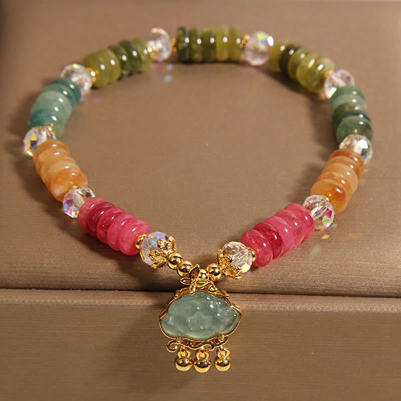 Wear FengShui Colorful Abacus Beads Auspicious Cloud Tourmaline Positive Bracelet