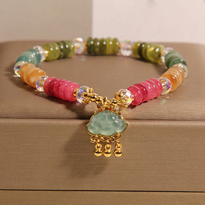 Wear FengShui Colorful Abacus Beads Auspicious Cloud Tourmaline Positive Bracelet
