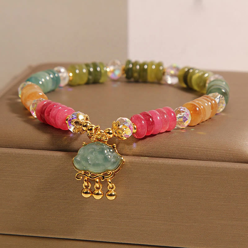 Wear FengShui Colorful Abacus Beads Auspicious Cloud Tourmaline Positive Bracelet