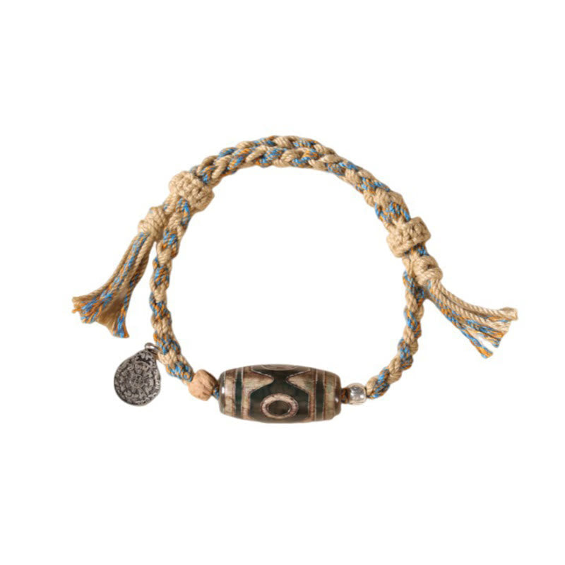 Wear FengShui Handmade Tibetan Dzi Bead Wealth Protection Braided String Bracelet