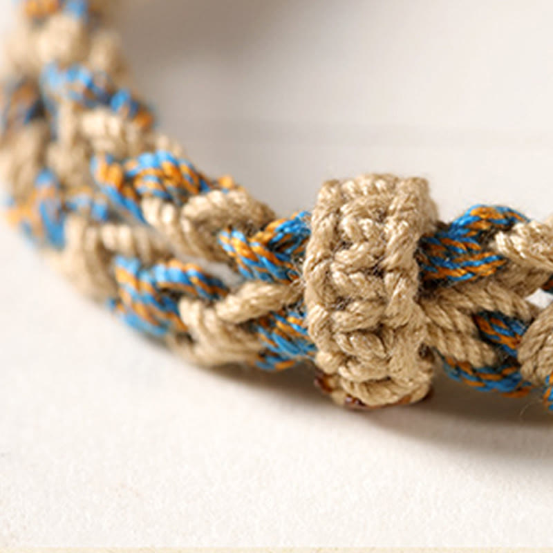 Wear FengShui Handmade Tibetan Dzi Bead Wealth Protection Braided String Bracelet