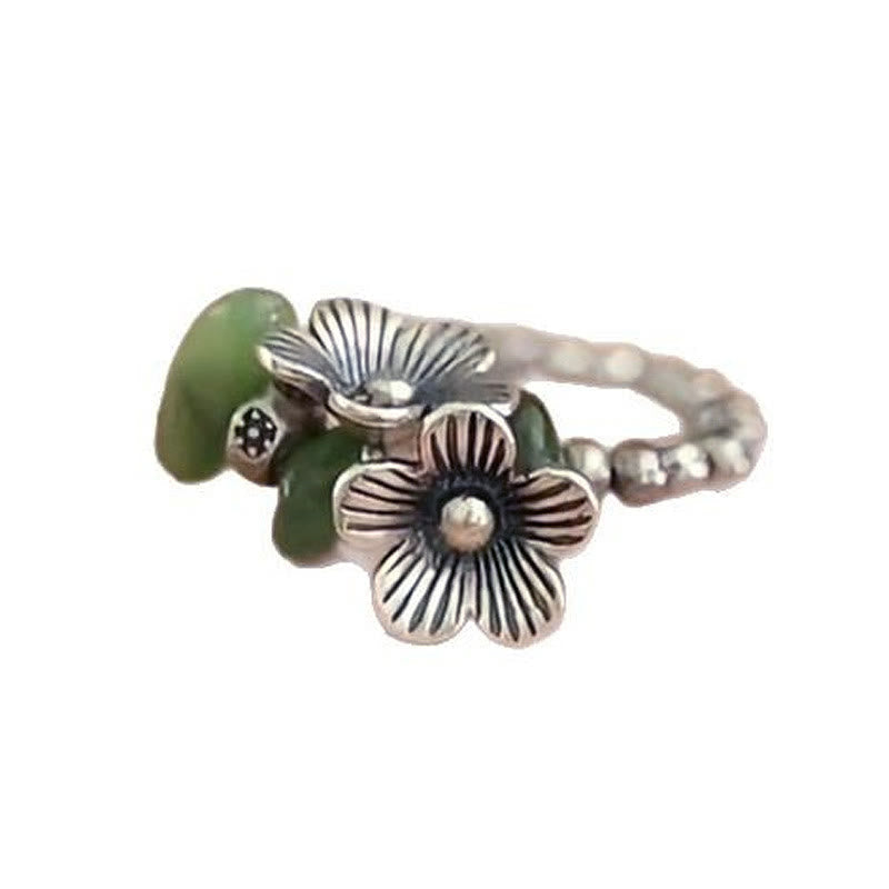 Wear FengShui Flower Pattern Copper Alloy Luck Elastic Rope Ring