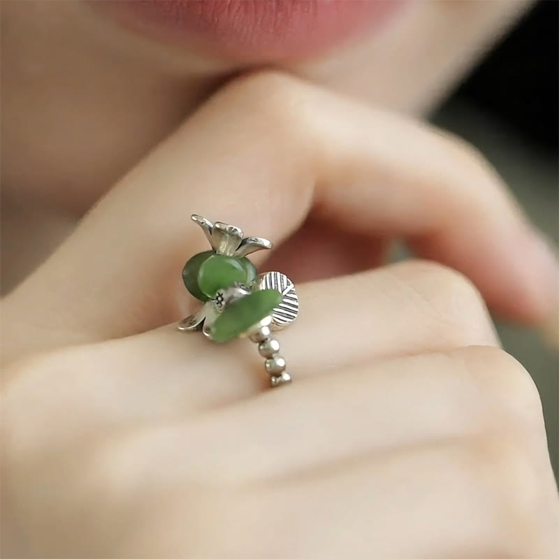 Wear FengShui Flower Pattern Copper Alloy Luck Elastic Rope Ring