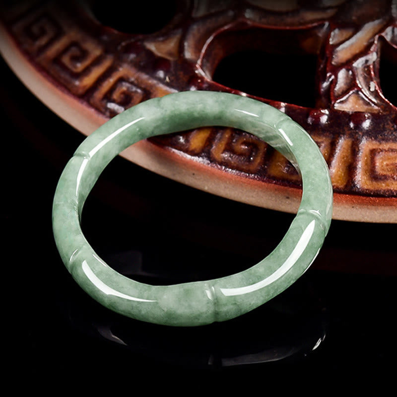 Wear FengShui Natural Bamboo Design Jade Abundance Ring