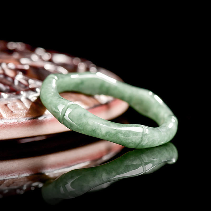 Wear FengShui Natural Bamboo Design Jade Abundance Ring