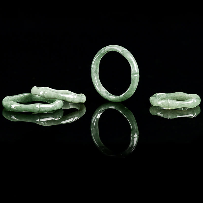 Wear FengShui Natural Bamboo Design Jade Abundance Ring