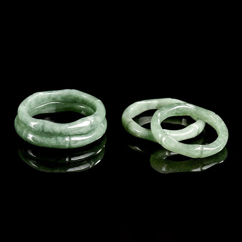 Wear FengShui Natural Bamboo Design Jade Abundance Ring