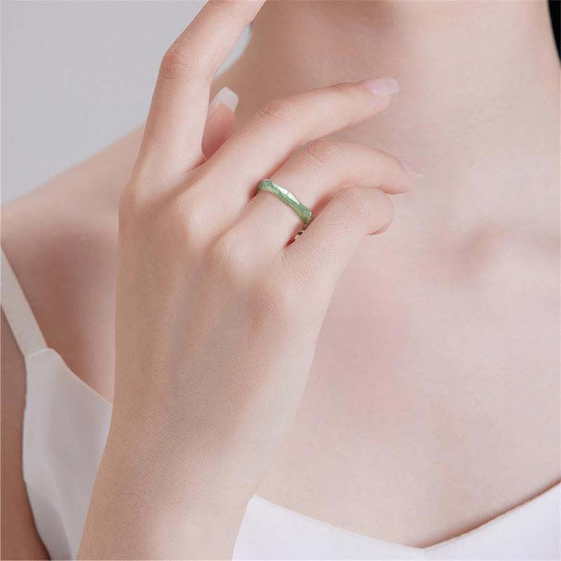 Wear FengShui Natural Bamboo Design Jade Abundance Ring