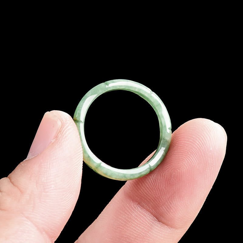 Wear FengShui Natural Bamboo Design Jade Abundance Ring