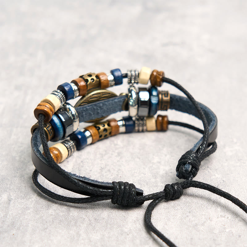 Wear FengShui Tibetan Evil Eye Leather Adjustable Protection Bracelet