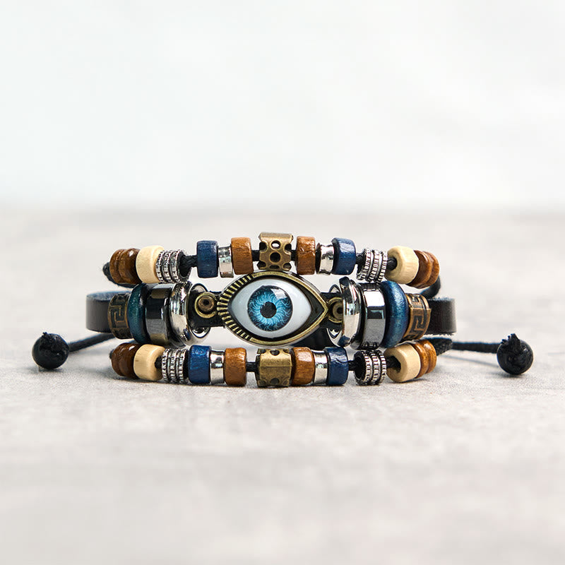 Wear FengShui Tibetan Evil Eye Leather Adjustable Protection Bracelet