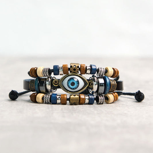 Wear FengShui Tibetan Evil Eye Leather Adjustable Protection Bracelet
