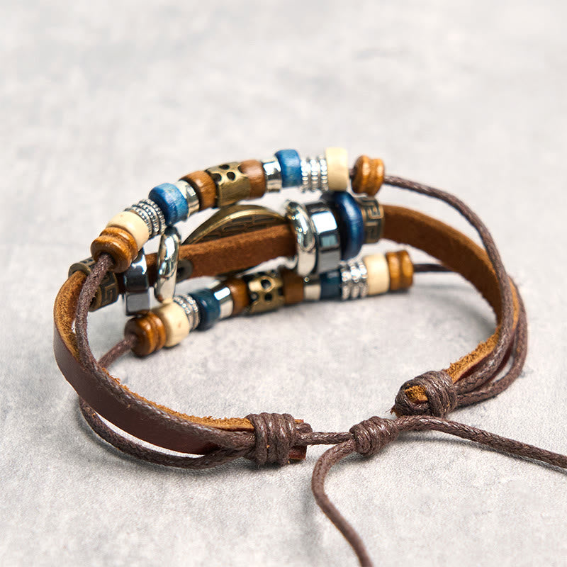 Wear FengShui Tibetan Evil Eye Leather Adjustable Protection Bracelet