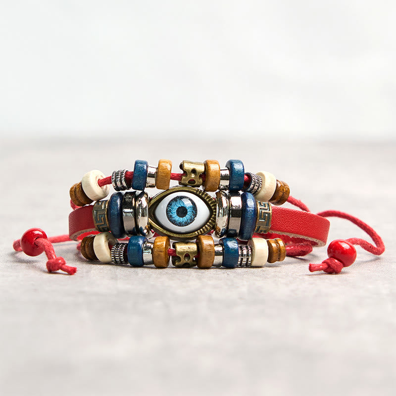 Wear FengShui Tibetan Evil Eye Leather Adjustable Protection Bracelet