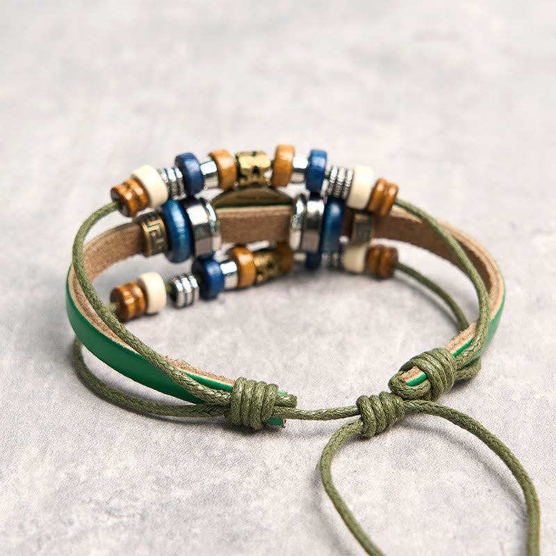 Wear FengShui Tibetan Evil Eye Leather Adjustable Protection Bracelet