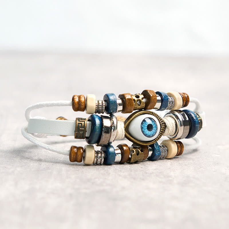 Wear FengShui Tibetan Evil Eye Leather Adjustable Protection Bracelet