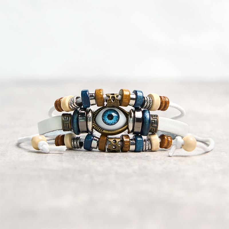 Wear FengShui Tibetan Evil Eye Leather Adjustable Protection Bracelet