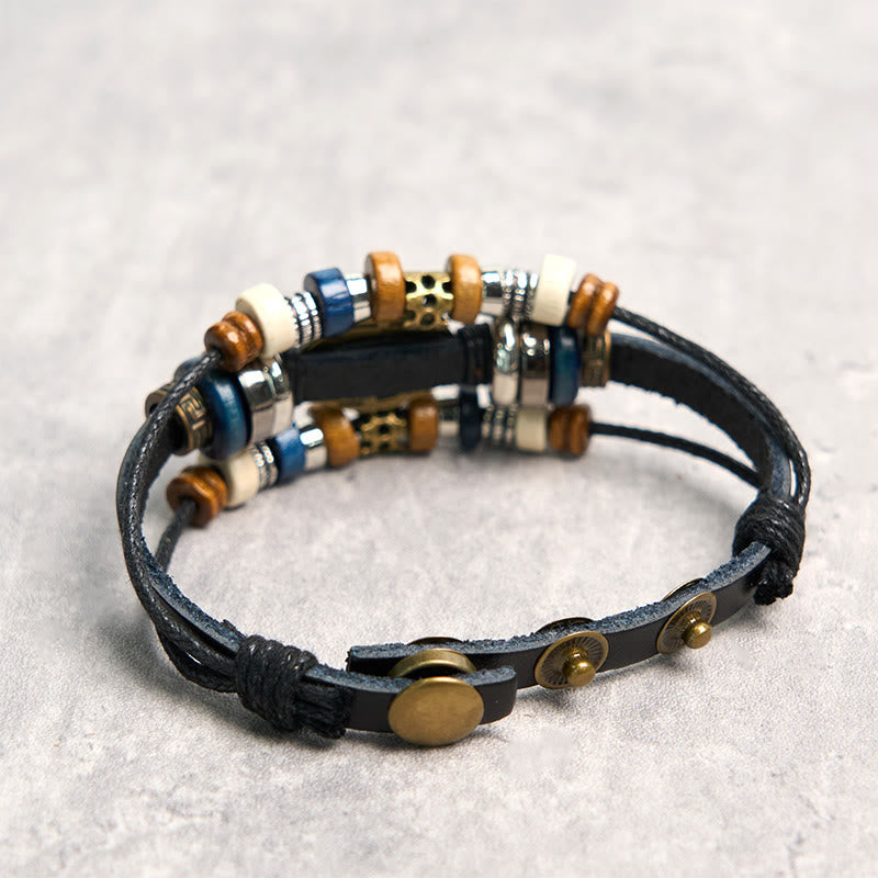 Wear FengShui Tibetan Evil Eye Leather Adjustable Protection Bracelet