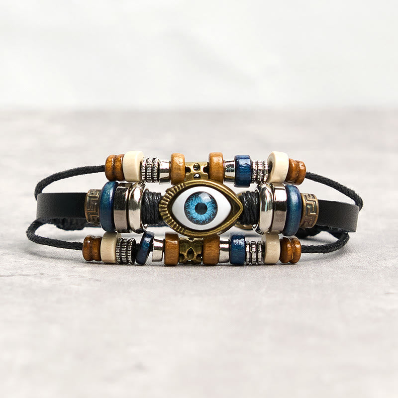 Wear FengShui Tibetan Evil Eye Leather Adjustable Protection Bracelet