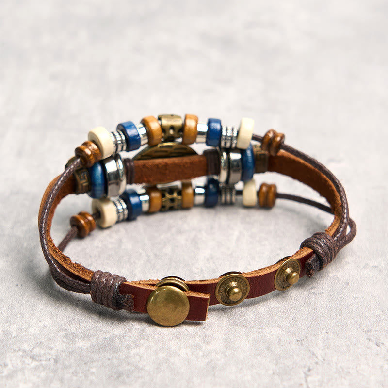 Wear FengShui Tibetan Evil Eye Leather Adjustable Protection Bracelet