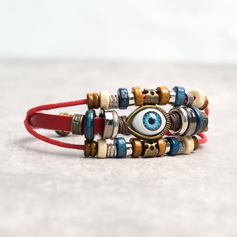 Wear FengShui Tibetan Evil Eye Leather Adjustable Protection Bracelet