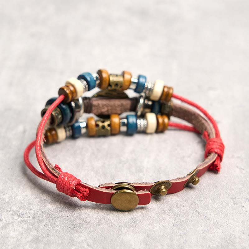 Wear FengShui Tibetan Evil Eye Leather Adjustable Protection Bracelet