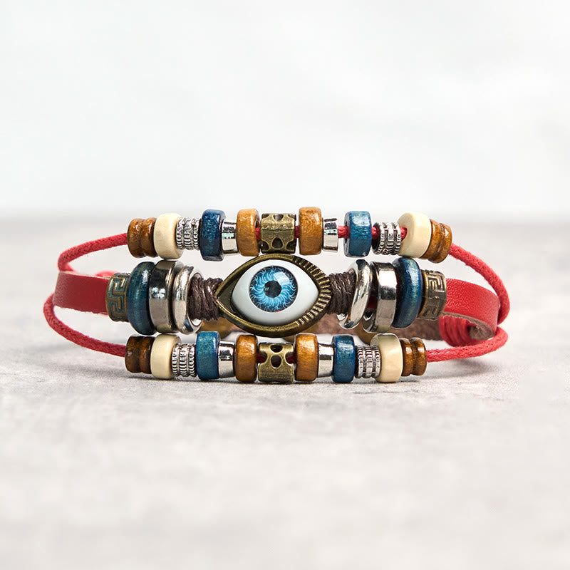 Wear FengShui Tibetan Evil Eye Leather Adjustable Protection Bracelet
