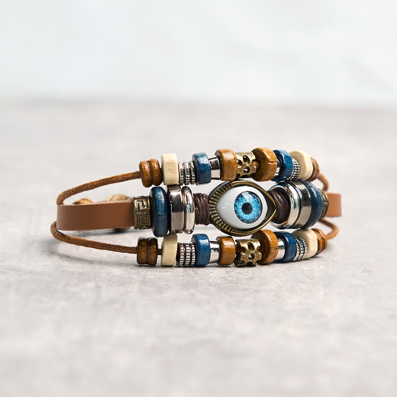 Wear FengShui Tibetan Evil Eye Leather Adjustable Protection Bracelet