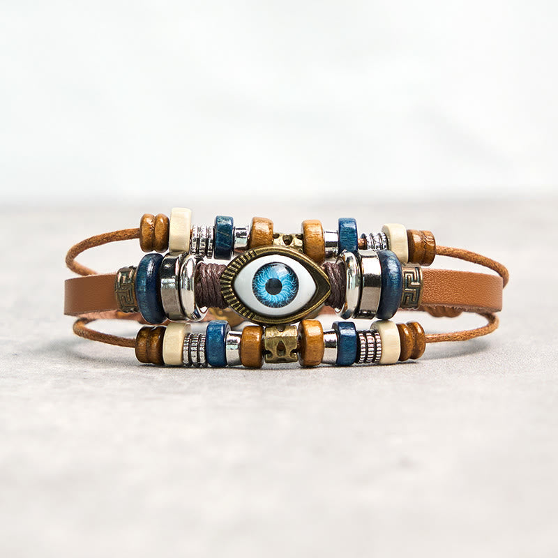 Wear FengShui Tibetan Evil Eye Leather Adjustable Protection Bracelet