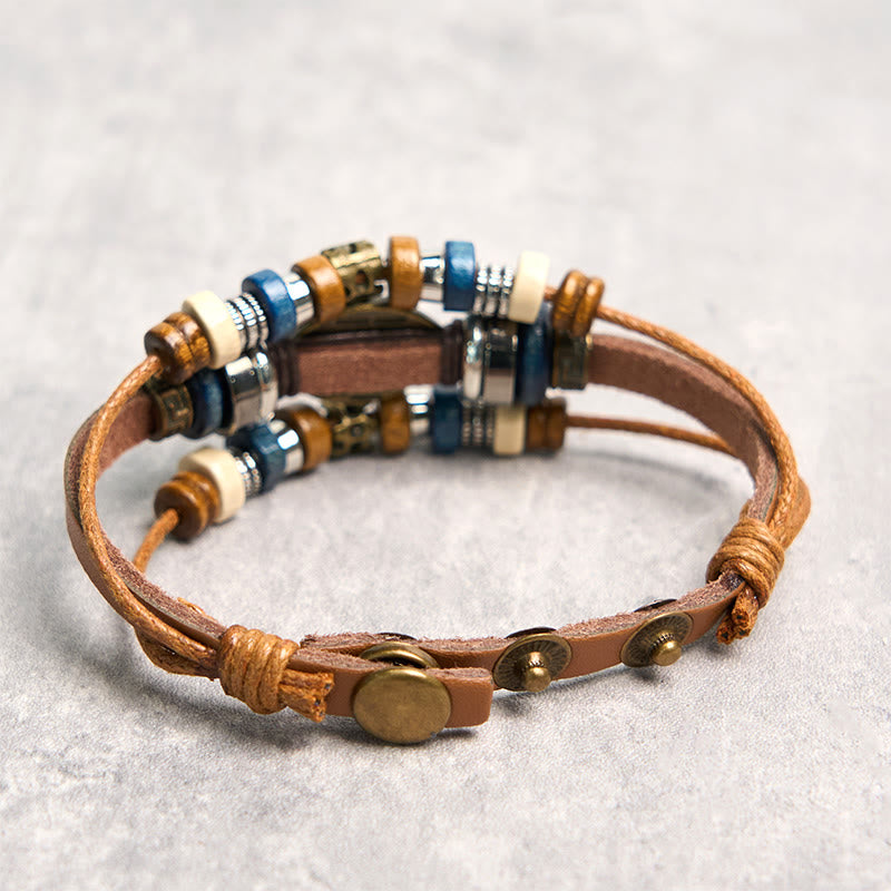 Wear FengShui Tibetan Evil Eye Leather Adjustable Protection Bracelet