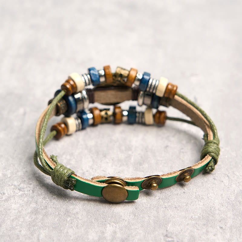 Wear FengShui Tibetan Evil Eye Leather Adjustable Protection Bracelet