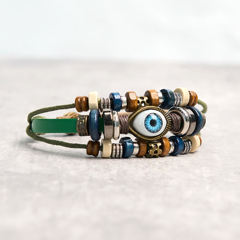 Wear FengShui Tibetan Evil Eye Leather Adjustable Protection Bracelet