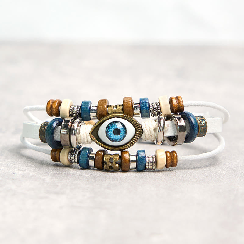 Wear FengShui Tibetan Evil Eye Leather Adjustable Protection Bracelet