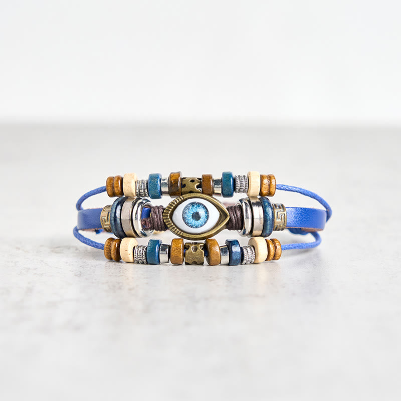 Wear FengShui Tibetan Evil Eye Leather Adjustable Protection Bracelet