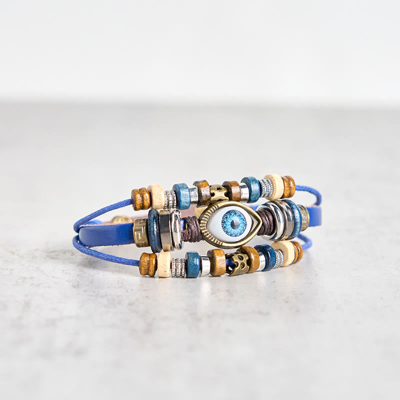 Wear FengShui Tibetan Evil Eye Leather Adjustable Protection Bracelet