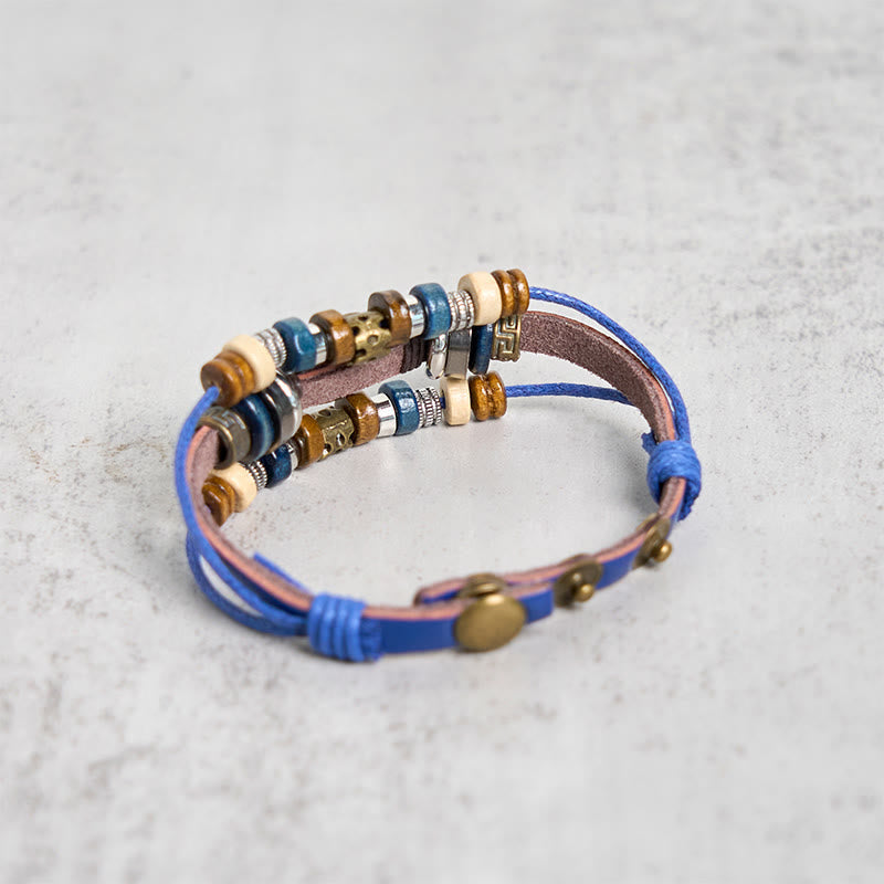 Wear FengShui Tibetan Evil Eye Leather Adjustable Protection Bracelet