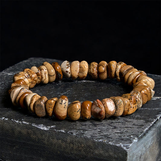 Wear FengShui Picture Jasper Irregular Blocks Balance Bracelet