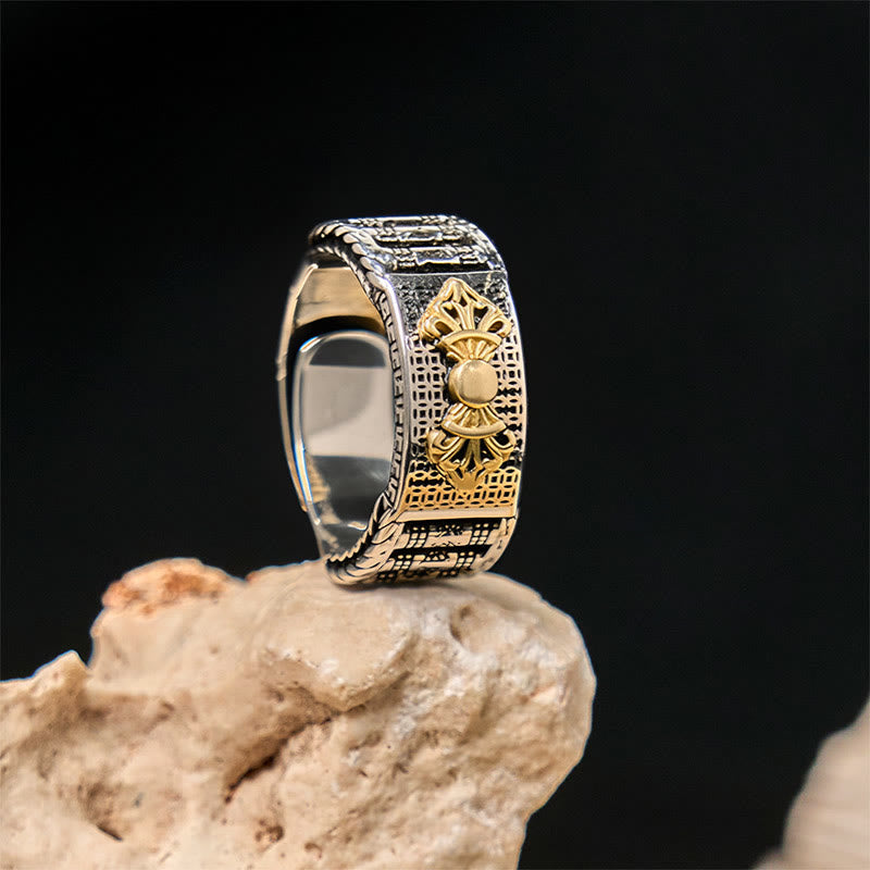 Wear FengShui Vintage Prayer Wheel Om Mani Padme Hum Copper Adjustable Wealth Ring