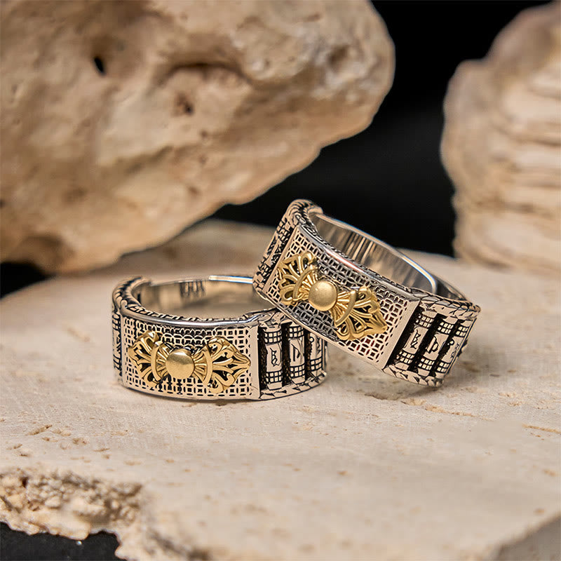 Wear FengShui Vintage Prayer Wheel Om Mani Padme Hum Copper Adjustable Wealth Ring